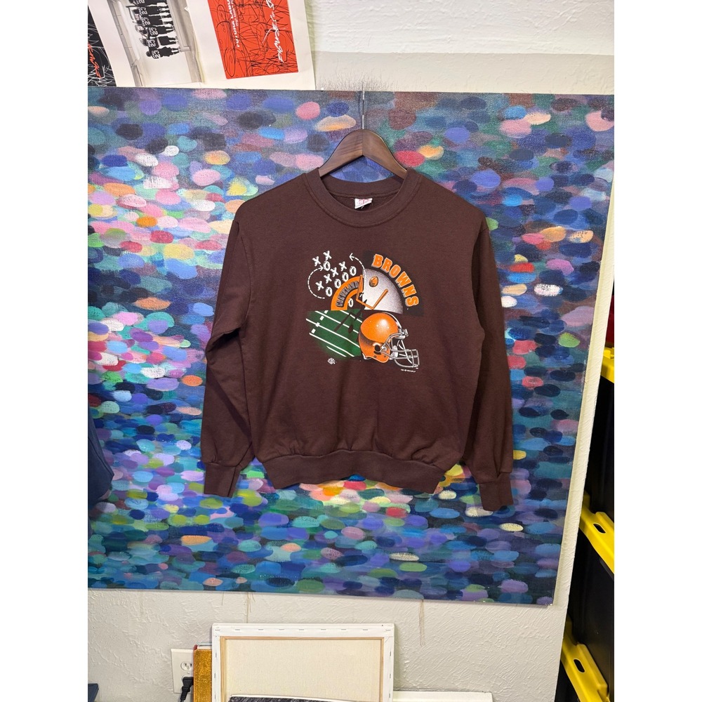 Vintage 1993 Cleveland Browns GTS Kids Sweatshirt Brown NFL Football USA Made L